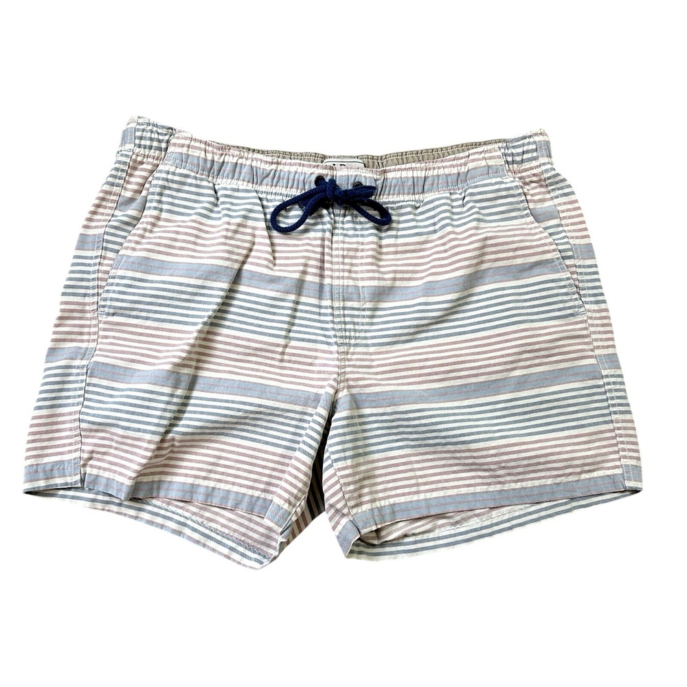 LL Bean Shorts Men's XL 5" Inseam Striped Organic Cotton Beach Dock Stretch‎